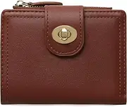 [GOIACII] Small Purses for Women Bifold Card Holder Small Purse with Zipper Coin Pocket Ladies Small Purses Can Hold Cash, Cards, and Coins, Burgundy, Minimalist