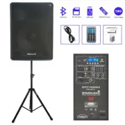 15" Bluetooth Active PA 2-Way Speaker +Universal Adjustable Height Speaker Stand