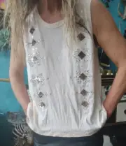 Sass & Bide "Pastel Romance" Embellished Tee Tank Top sz S RRP $240