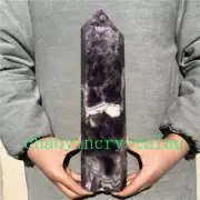 7.8LB Natural Dreamy Amethyst Obelisk Quartz Crystal Point wand Healing XA4661
