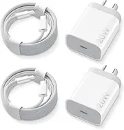 20W iPhone 16 15 Charger Fast Charging, Original Type C Chargers USB C Charger Block for iPhone 16 Chargers with 2 Pack 6FT Cable for iPhone 16e/16 Plus/16 Pro/16 Pro Max/iPhone 15/iPad Pro