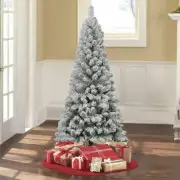 Holiday Time 6 ft Un-Lit Snow Flocked Pine Christmas Tree 378 Branch TipsNew