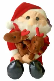 Vintage Kuddle Me Toys Christmas Velvet Santa Claus 12" Reindeer Plush KellyToy