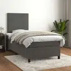 Box Spring Bed with Mattress Dark Grey 106x203 cm King Single Size Velvet vidaXL