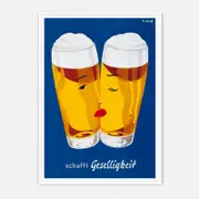 Galrie Schafft Geselligkeit Beer Poster - Classic Vintage Advertising Art Print, White Frame, A1 60 x 84cm (23 x 33inch)