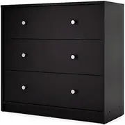 Atlin Designs Modern 3 Drawer Wooden Chest in Black