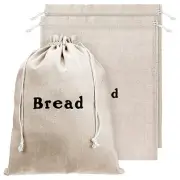 Linen Bread Bags (3 Packs) Burlap Reusable Drawstring Bread Bags Unbleached3015