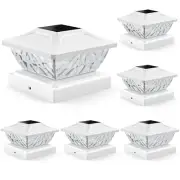 Solar Post Cap Lights 6 Pack, 2 Mode Bright Solar Post Lights Outdoor Waterpr...