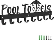 Pool Towel Rack with 8 Hooks, Towel Holder Wall Mounted for Outdoor or Bathroom, Towel Hanger for Hanging Bathrobes