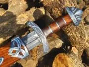 Hand forged Damascus Steel Viking Sword Battle Ready Medieval Sword+Scabbard