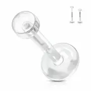 PAIR 16G 5/16" PUSH SNAP IN FLAT TOP LABRET BIOFLEX RETAINER STUD FLEXIBLE RING
