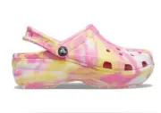 Crocs Classic Platform Clog Marbled Pink Lemonade Multi NWT