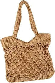 [VALICLUD] Storage Basket Cosmetic Bag Beach Bag Ladies Purses Bags for Women Tote Cross Body Bag for Women Fringe Purse Travel Wallet Handbags Hand-crocheted Bags Brown Cotton Thread