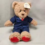 Build a Bear Teddy Bear in Blue Business Suit Tux Brown Fluffy Red Tie