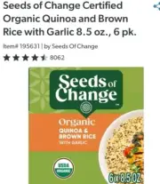 Seeds of Change, Organic Quinoa and Brown Rice with Garlic, 8.5 oz Pouch, 6ct