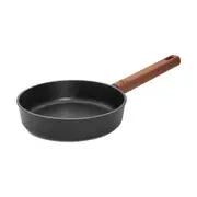 Eco Logic Aluminium Frying Pan Non-Stick Frypan w/Wooden Handle Round 20cm Black