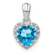 Sterling Silver Blue Topaz and Real Diamond Pendant