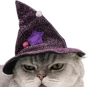 Halloween Pets Costumes - Skin-Friendly Cat Witch Costume Cat Cloak Witch Hat Costumes | Comfortable Cat Wizard Outfit Witch Dog Costume for Small Medium Cats Dogs