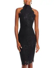 Eliza J Halter Mock Neck Lace Dress