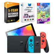 Nintendo Switch Neon Red/Blue OLED Console + Zelda Echoes of Wisdom Bundle