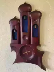 Handmade Wooden Wall Clock, Quartz Clock, Clock Church, Home Decor