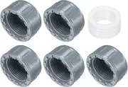 uxcell 5Pcs 1 Inch PT Female Thread PVC Pipe Fitting Cap, Cleanout Water Drain End Caps, Pipe Plug Socket Fittings with Gasket for Water Heater Supply Lines, Plumbing, Gray