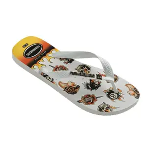 【havaianas 哈瓦仕】拖鞋 男鞋 女鞋 夾腳拖 圖騰 骷髏頭 黑豹 Top Tribo 白 4144505-0198U(哈瓦士)