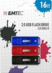 Emtec K100 USB 16GB USB 3.0 Storage Stick 3 Pieces, Red/Blue/Black