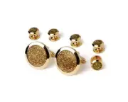 Big & Tall Fools Gold Studs and Cufflinks with Gold Trim