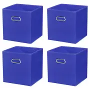 4Pcs 11"x11"x11" Foldable Storage Cube Bins Storage Organizer Bins Dark Blue