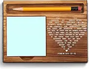 Psalm 139 Sticky Note Holder, Fearfully and Wonderfully Made Bible Verse Gifts, Christian Desk Accessories for Women, Men, Coworkers, Inspirational Religious Wooden Note Pad Holder ZSS81