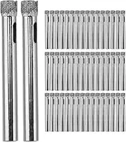 Hxyrxib 50Pcs Diamond Coated Drill Bit Set 6mm Tipped for Tile, Glass, Ceramics, Porcelain, Marble, Silver