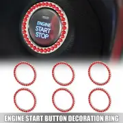 6 Pcs Car Engine Start Stop Decoration Ring Push Start Button Knob Trim Red