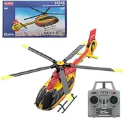C190 H145 RC Helicopter Optical Flow Positioning, 1/30 Scale 2.4G 6CH Single-Rotor Gyroscopic Flying Aircraft 6G/3D Flips Remote Control Helicopter, Military Aircraft for Adults (Red Yellow)