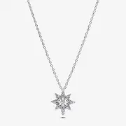[PANDORA] Moments 393600C01-45 Pavé Polar Star Necklace Pendant Sterling Silver with Zirconia Size 45 cm, 45cm, Sterling Silver, Cubic Zirconia