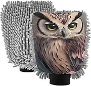 XYMZR Owl Penoy Closeup Absorbent Microfiber Car Wash Mitt, Funny Cute Anime Scratch Free for Cars Cleaning, Home Cleaning Mitts, 2 Pack, 10.24” L x 7.09” W