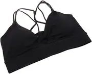 [Frediuo] Womens Sport Bra Yoga Bra for Ladies Soft V Neck Cross Back Strap Bralette for Running Training Pilates Athletic