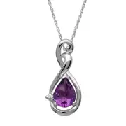 Pear-Shaped Amethyst and White Topaz Pendant in Sterling Silver