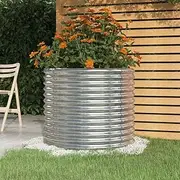 Raised Garden Bed, Elevated Planter Box Plant Container Powder-Coated Steel 80x80x68 cm Silver