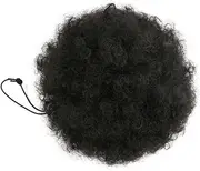 Afro Puff Drawstring Ponytail Kinky Curly Bun Hair Synthetic Short Extensions Hairpieces for Black Women Girls(Jet brown)