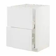 METOD / MAXIMERA base cab f sink+2 fronts/2 drawers, white/Stensund white, 60x60x80 cm
