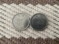 在飛比找Yahoo!奇摩拍賣優惠-早期日本流通硬幣50丹昭和三十年＊三十三年流通好品稀少收藏配