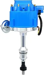 MAS Complete HEI Distributor 65K Coil 7500 RPM Compatible with Small Block Ford SBF 5.8 L 351W Windsor 8 Cylinder One Wire Installation Blue Cap and rotor