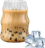 Highball Glasses, Spiral Drinking Glasses for Coffee, Stemless Espresso Cups, Reusable Glass Drink Cup, Cute Cocktail Glasses for Bourbon, Liquor