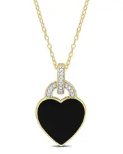 Rina Limor Gold Over Silver 0.1 ct. tw. Diamond Enamel Pendant Necklace