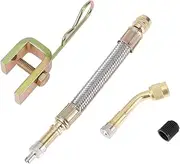X AUTOHAUX 1 Set 135 Degrees Copper Tire Valve Extension with Universal Stainless Steel 125mm Tyre Valve Stem Extender for Car Motorcycle RV Truck Bike