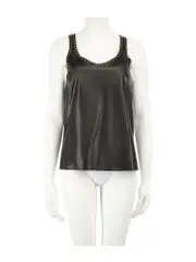 Black Leather Studded Tank Top