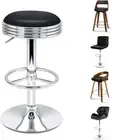 2Pcs Swivel Bar Stools PU Leather Height Adjustable Counter Dining Chairs with F