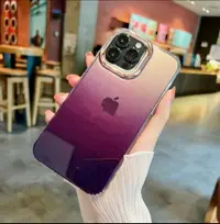 在飛比找樂天市場購物網優惠-適用iPhone15手機殼漸變單彩閃粉透明電鍍鏡頭蘋果14亞