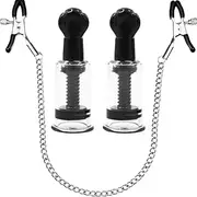 Nipple Clips Clamps and Black Nipple Suckers Stainless Steel Non Piercing Nipple Rings Adjustable Pressure Breast Clamps Decorative Clip Adult for Pleasure Toys for Women Men Sex Toys (A)